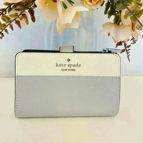 Kate Spade Madison Medium Compact Bifold Wallet Grey - Picture 1 of 4